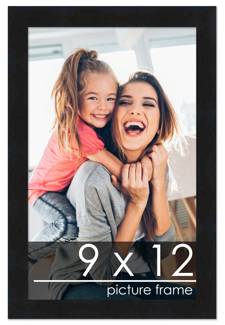 9x12 Solid Wood Picture Frame with UV-Resistant Acrylic & Acid-Free Backing, Available in 6 Finishes: Matte Black, Matte White, Metallic Bronze, Silver, Natural Wood Grain & Mahogany
